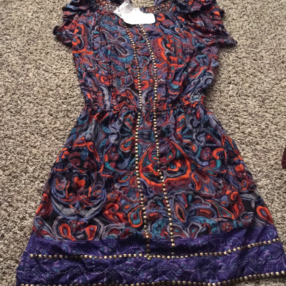 NWT Angie dress w brass sequin and flutter sleeves